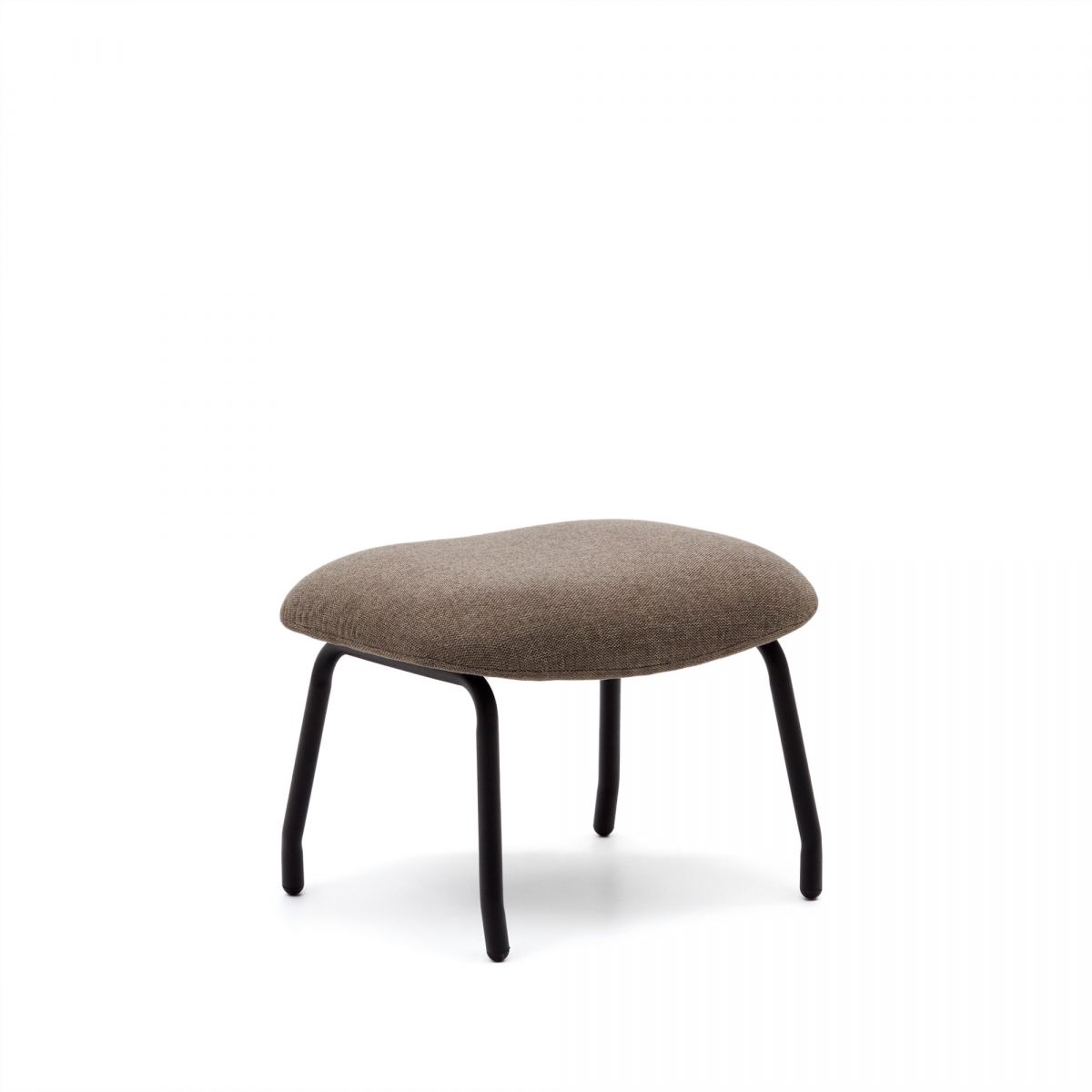 Belina Пуф для ног из светло-коричневой синели и стали с черной отделкой