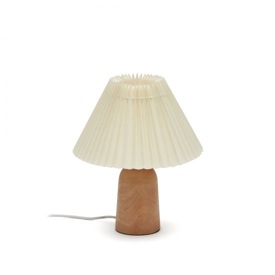 Benicarlo Настольная лампа из натурального дерева и бежевым абажуром