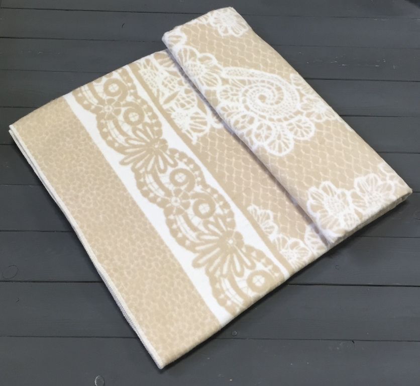 Бежевое Кружево 5772ВЖК 215х150 100% х-б Байковое жак Ермолино одеяло