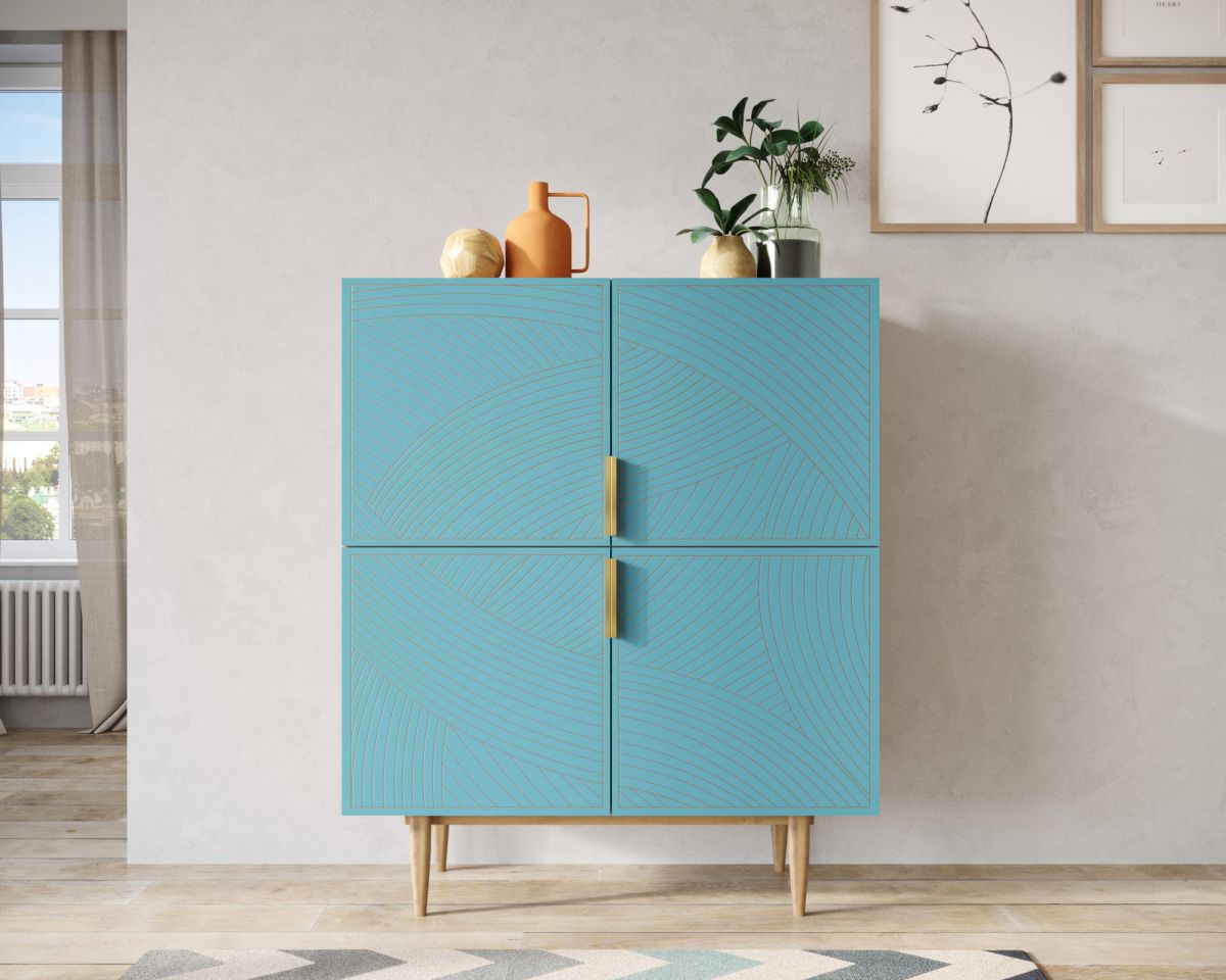 Большой комод с четырьмя дверками "Line" LN03-GR1-blue
