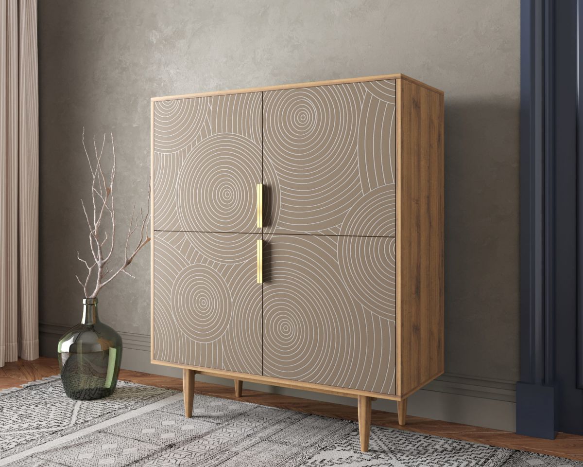 Большой комод с четырьмя дверками "Line" R19-beige