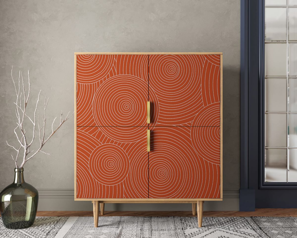 Большой комод с четырьмя дверками "Line" R19-red