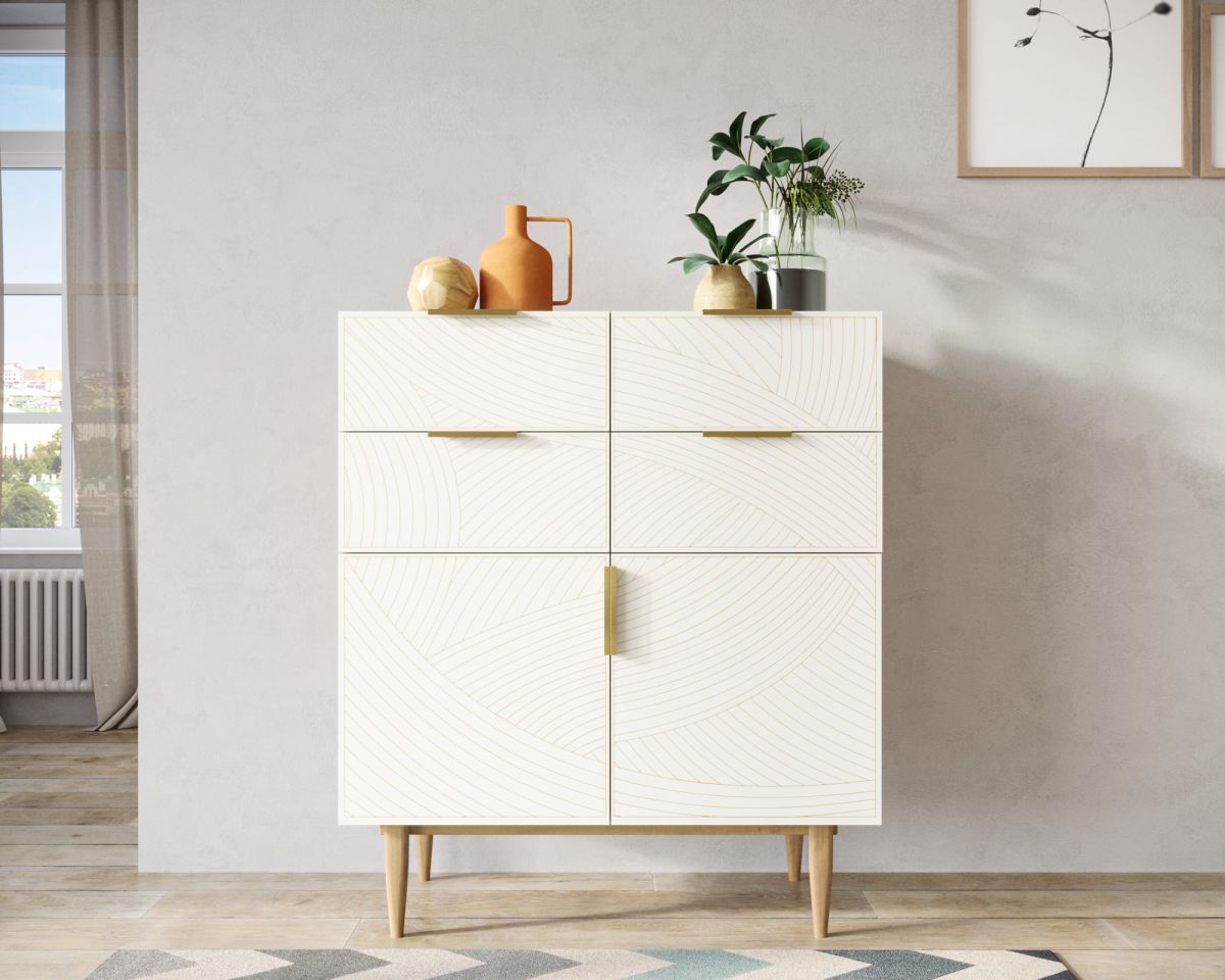 Большой комод с четырьмя ящиками и дверками "Line" LN17-GR1-beige