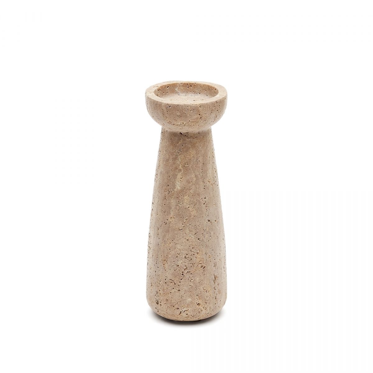 Большой подсвечник из бежевого травертина Magan