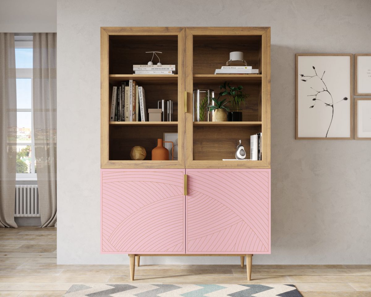 Буфет с двумя дверками "Line" LN11-GR1-pink