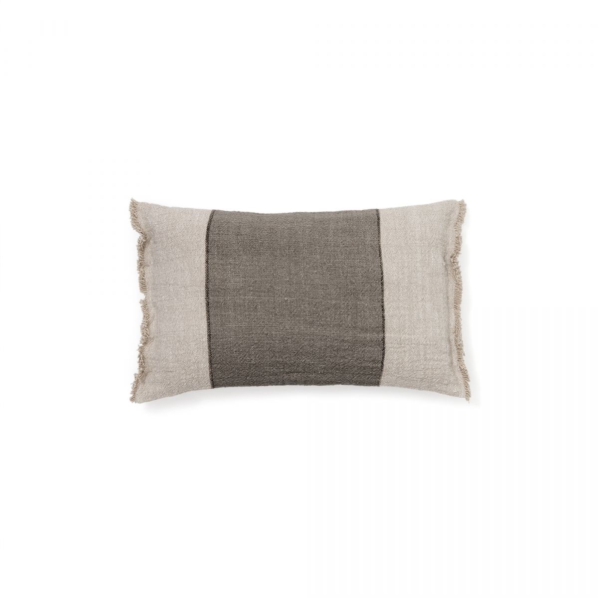 Чехол для подушки Lorin из льна зелёного цвета с бахромой 30 x 50 см