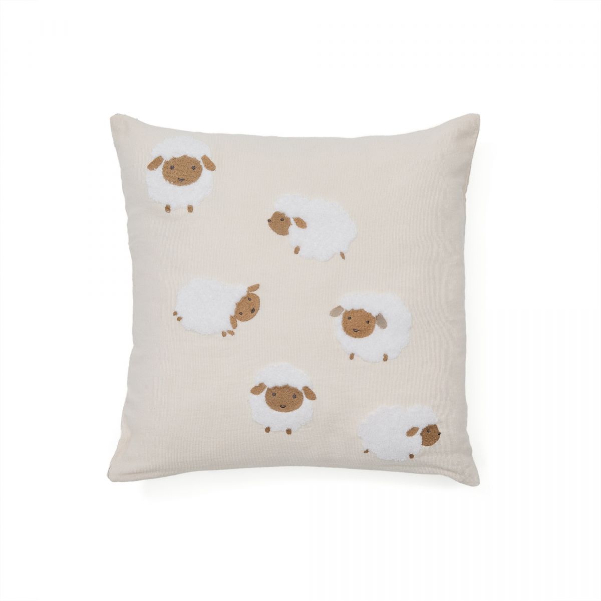Чехол для подушки Milu из бежевого хлопка с вышивкой с овцами 45 x 45 см