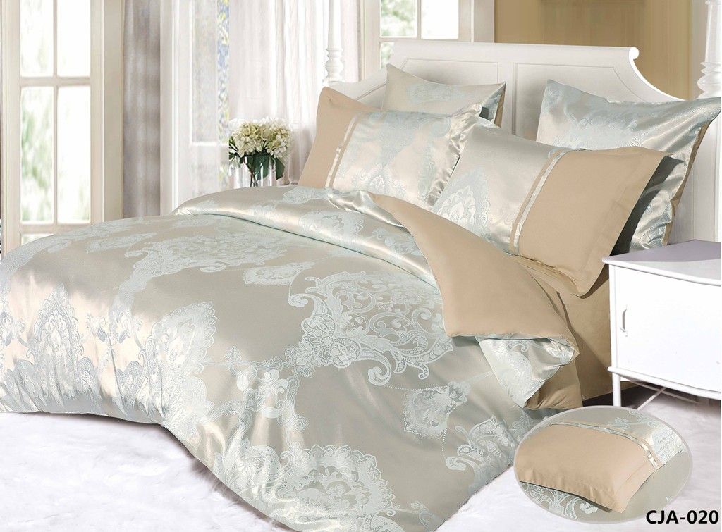 CJA-6-020 КПБ Евро Сатин Жаккард нав-ки ( 70х70х2 шт+50х70х2шт ) в коробке АльВиТек