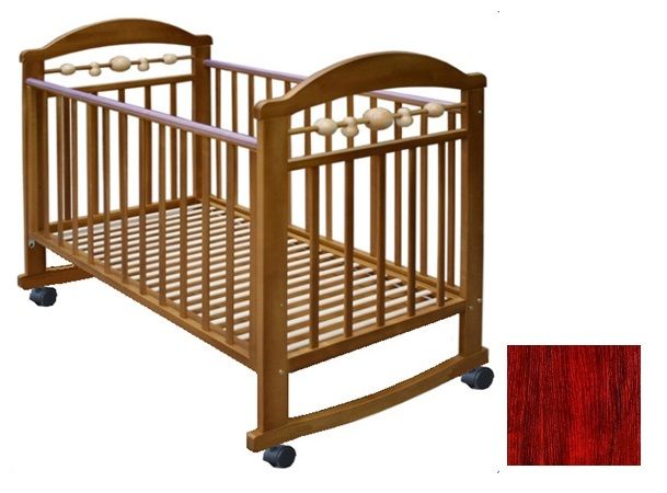 Детская кровать "Карапуз М2 " качалка - с ящиком - (красное дерево)