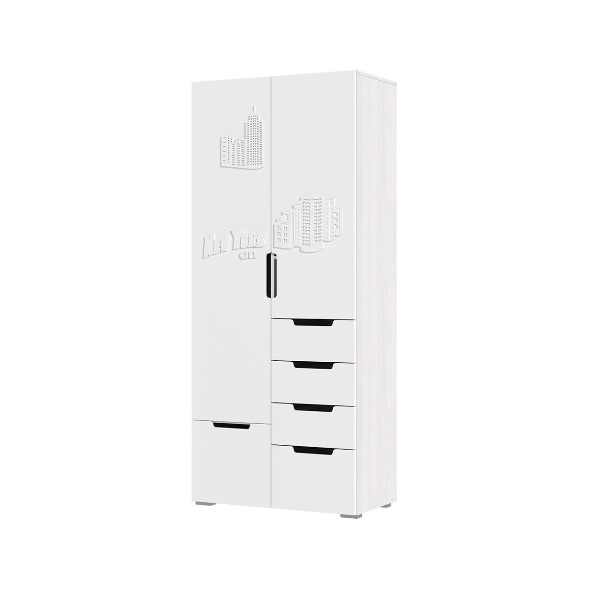 Детская МИА ШК 052 шкаф 2-хств (0,9х2,12х0,5) анкор-белый металлик матовый