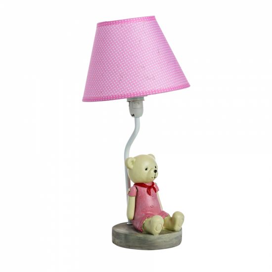 Детская настольная лампа Медведица розовая