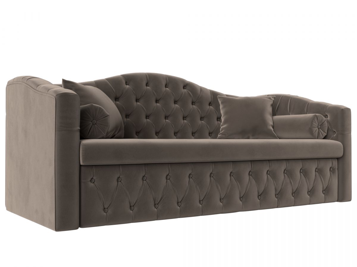 112853 Диван детский прямой Мечта | велюр | коричневый