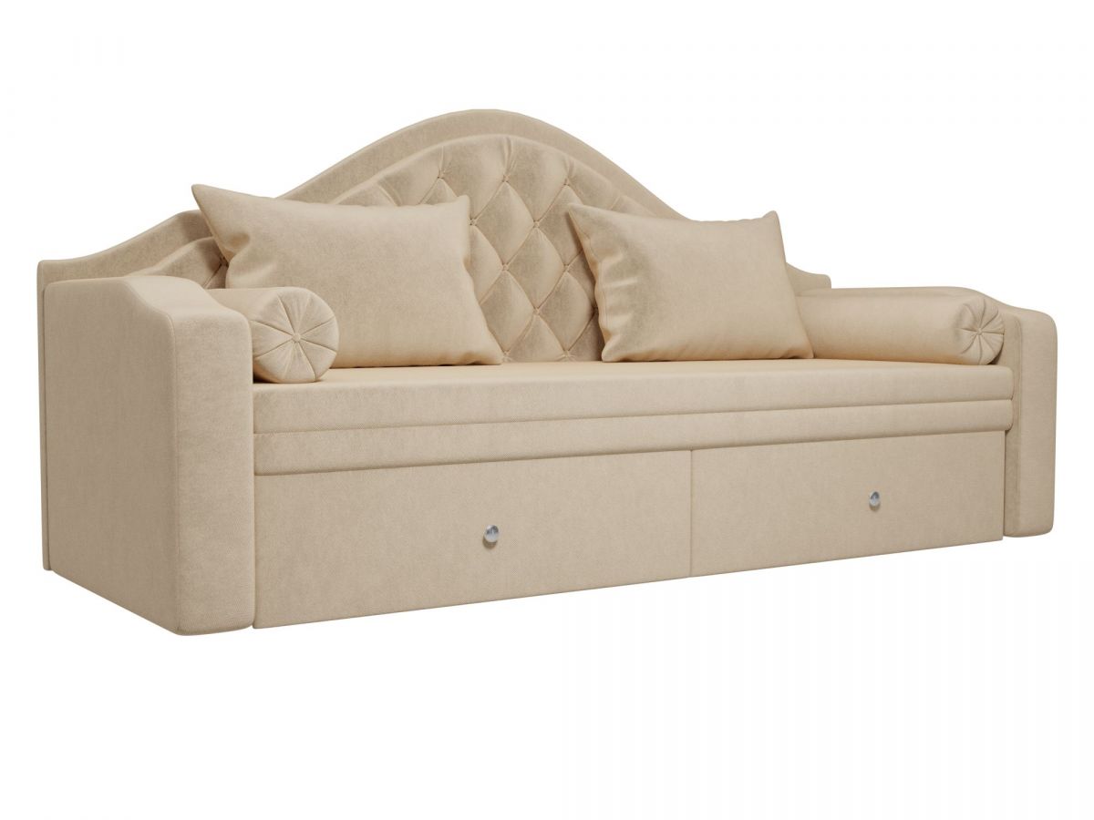 100568 Диван детский прямой Сойер | микровельвет | бежевый