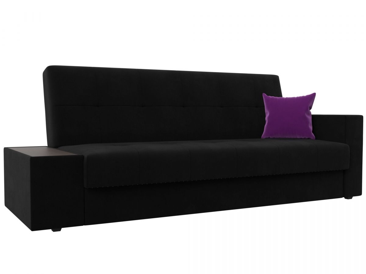 118516L Диван-книжка Лига-020 стол слева | Микровельвет | Черный | Черный | Фиолетовый