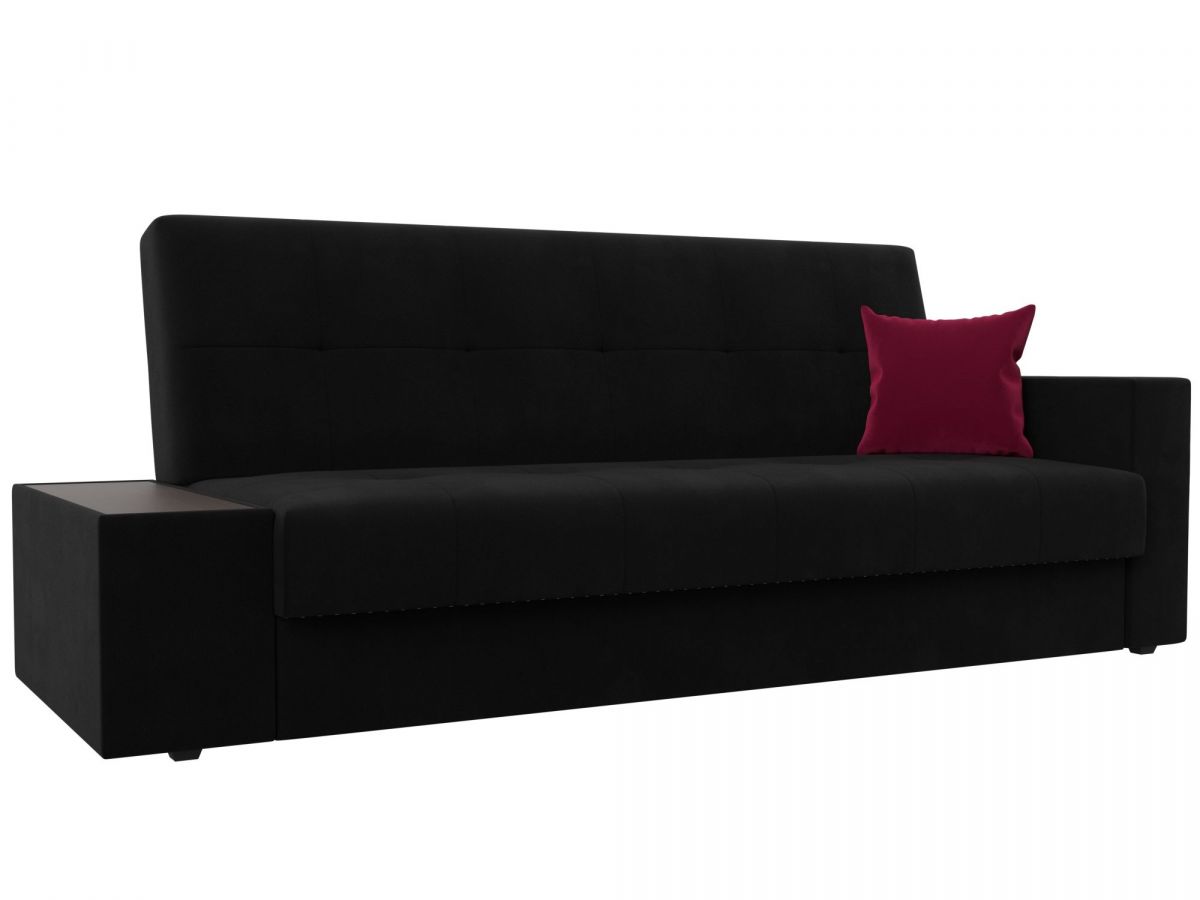 118515L Диван-книжка Лига-020 стол слева | микровельвет | черный, черный, бордовый