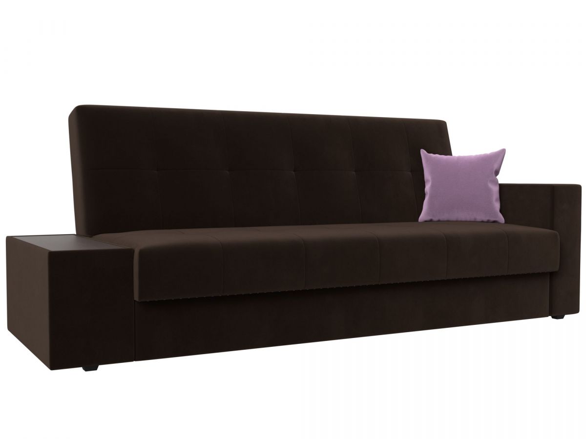 118507L Диван-книжка Лига-020 стол слева | микровельвет | коричневый, коричневый, сиреневый