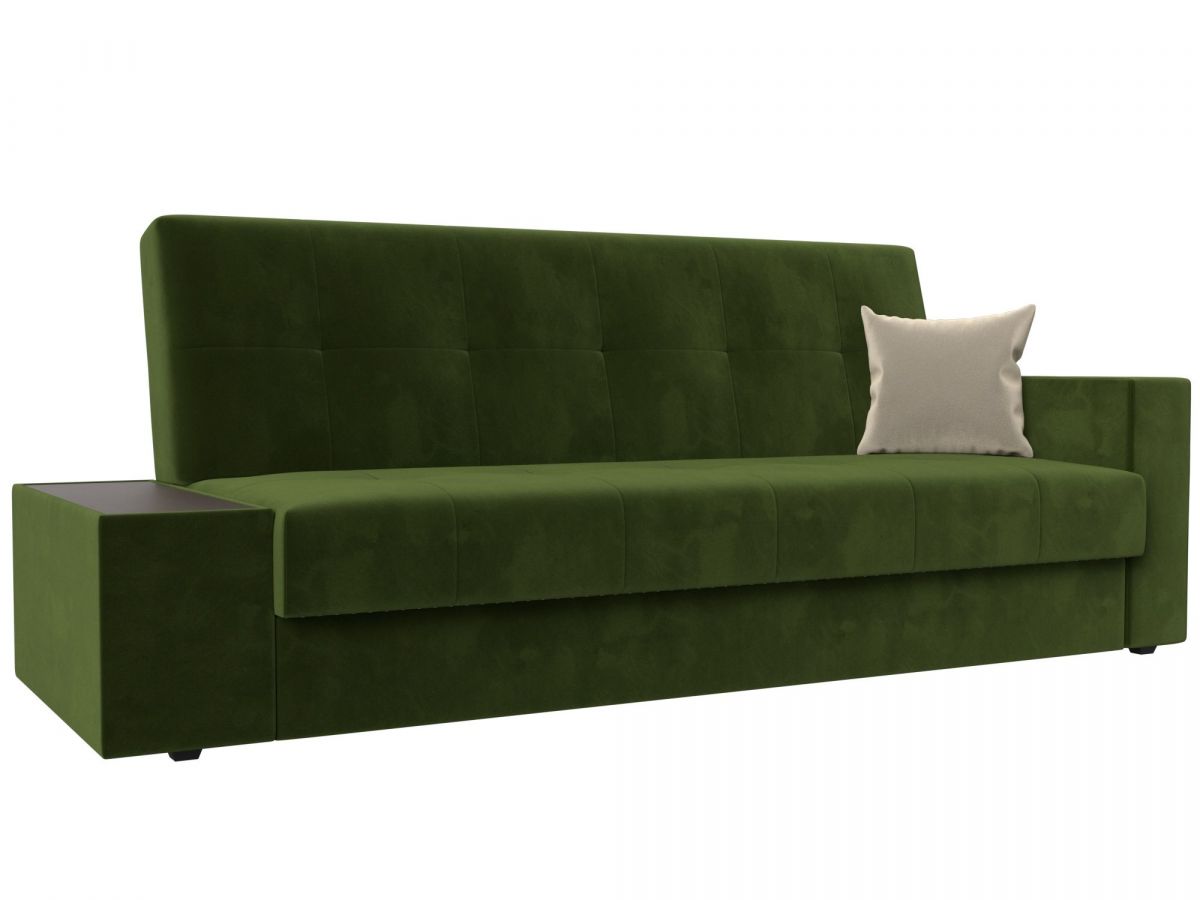 118498L Диван-книжка Лига-020 стол слева | микровельвет | зеленый, зеленый, бежевый