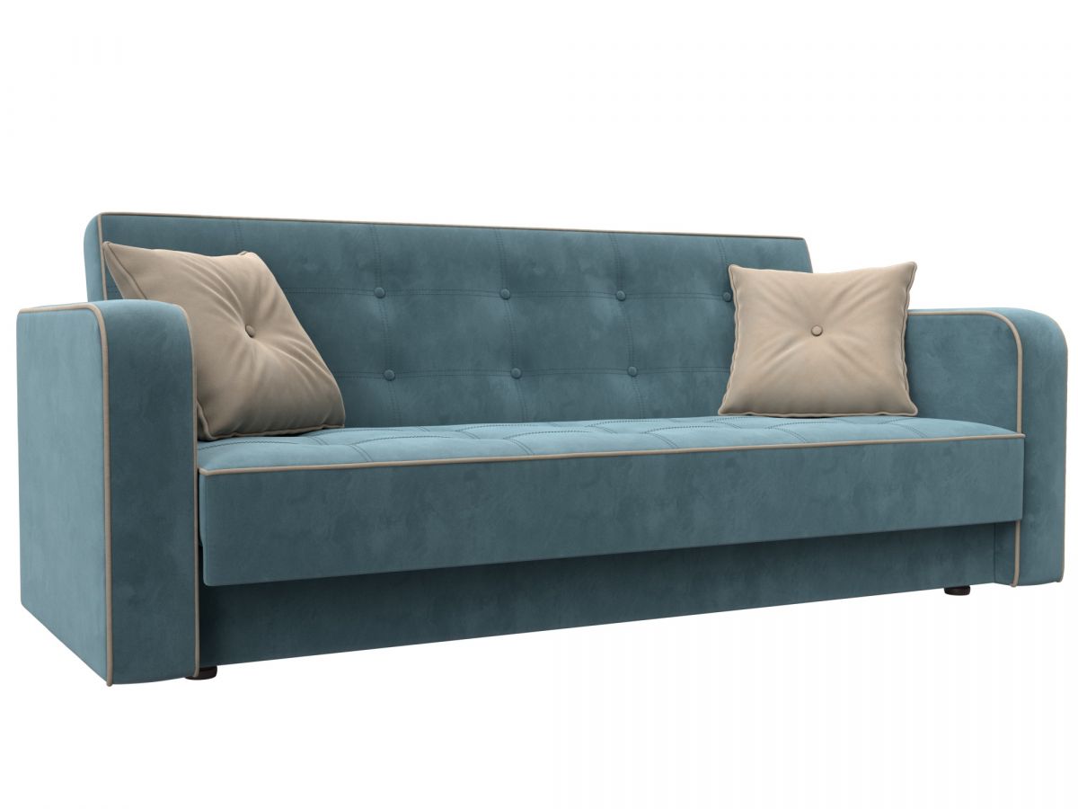 126123 Диван-книжка Тур | велюр | бирюзовый, бежевый, бежевый