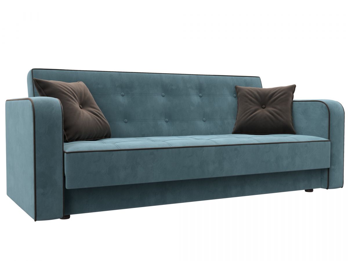 126154 Диван-книжка Тур | велюр | бирюзовый, коричневый, коричневый