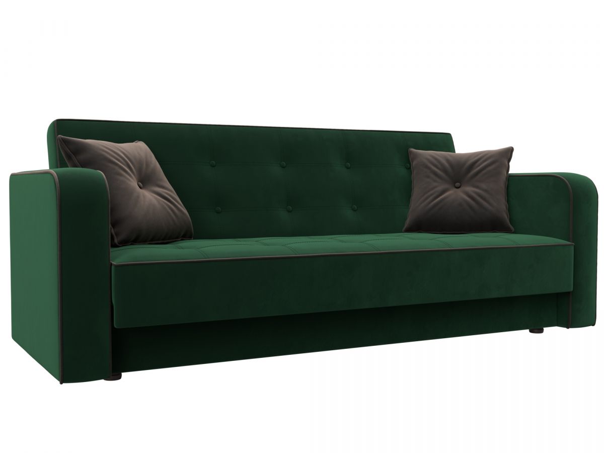 126155 Диван-книжка Тур | велюр | зеленый, коричневый, коричневый