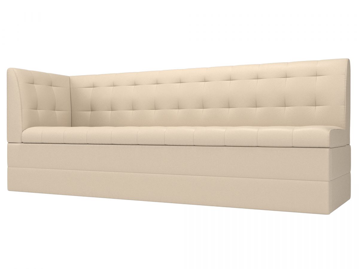 100386L Диван кухонный Бриз с углом слева | экокожа | бежевый