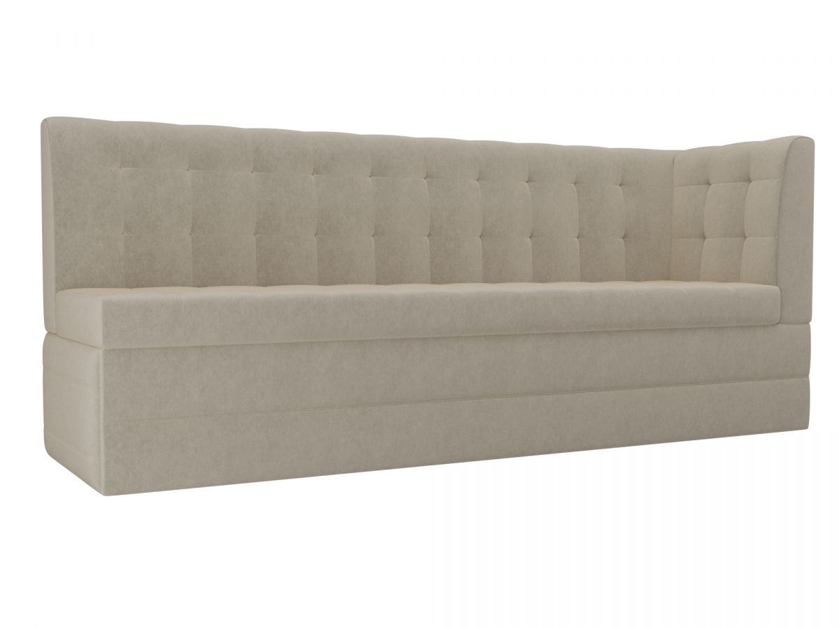 100378 Диван кухонный Бриз с углом справа | микровельвет | бежевый