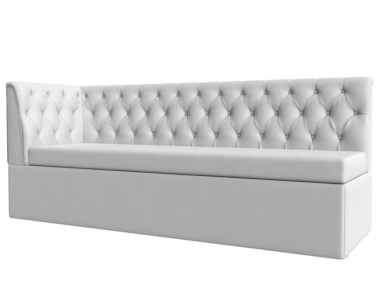 112846L Диван кухонный Маркиз с углом слева | экокожа | белый