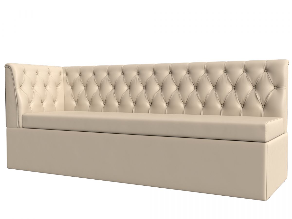 112845L Диван кухонный Маркиз с углом слева | экокожа | бежевый