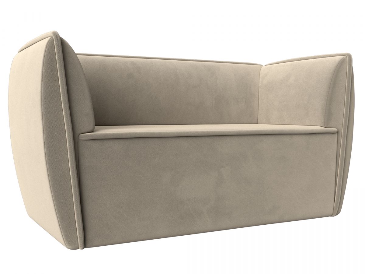 112049 Диван кухонный прямой Бергамо 2-х местный | микровельвет | бежевый