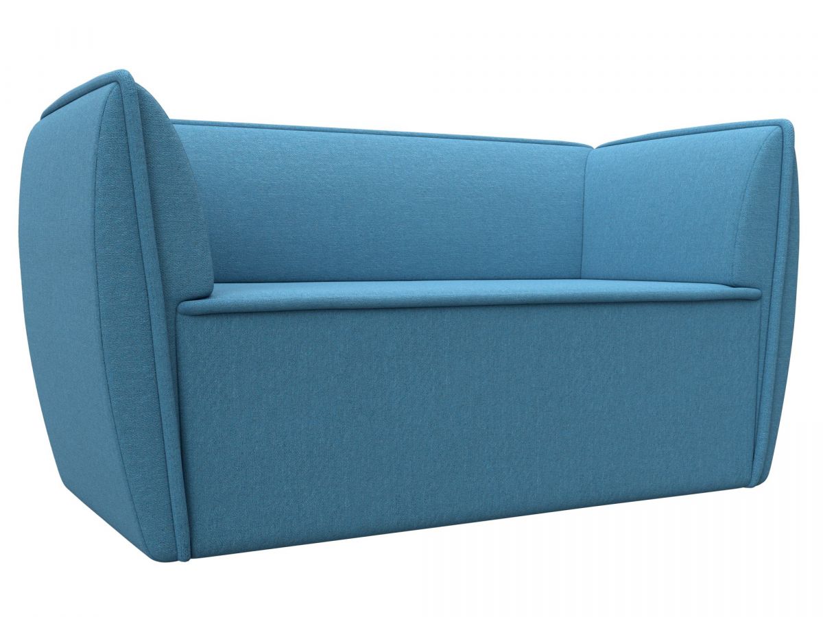 123744 Диван кухонный прямой Бергамо 2-х местный | рогожка | амур голубой