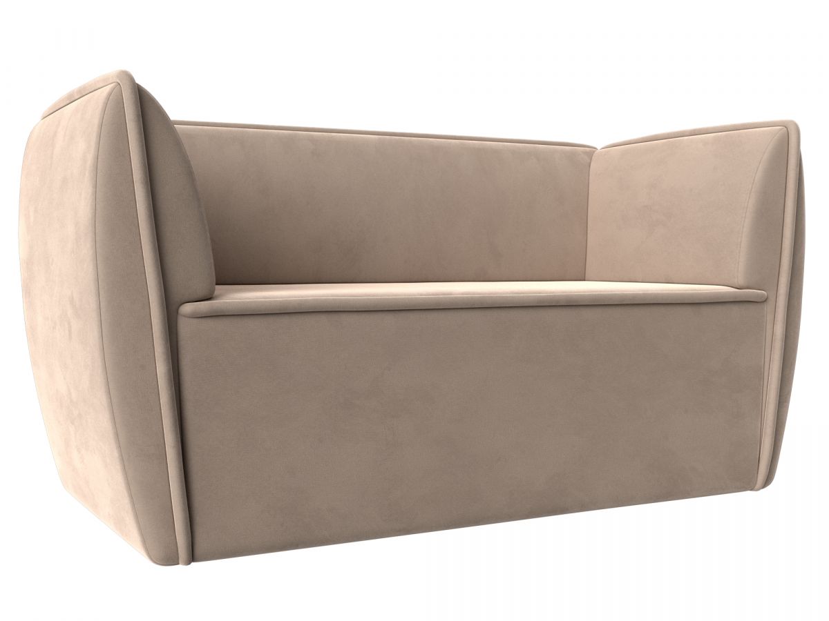 112029 Диван кухонный прямой Бергамо 2-х местный | велюр | бежевый