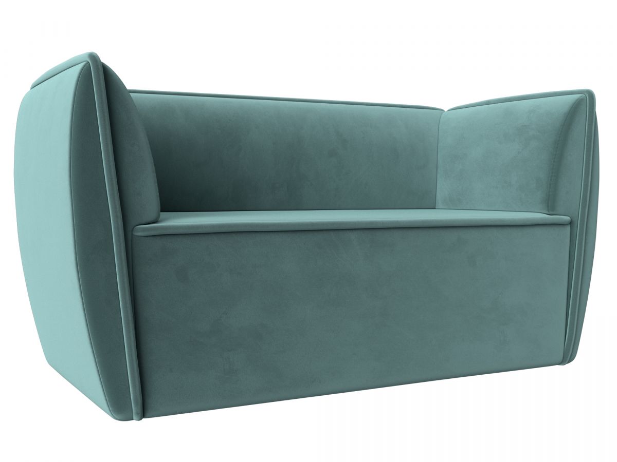 112031 Диван кухонный прямой Бергамо 2-х местный | велюр | бирюзовый