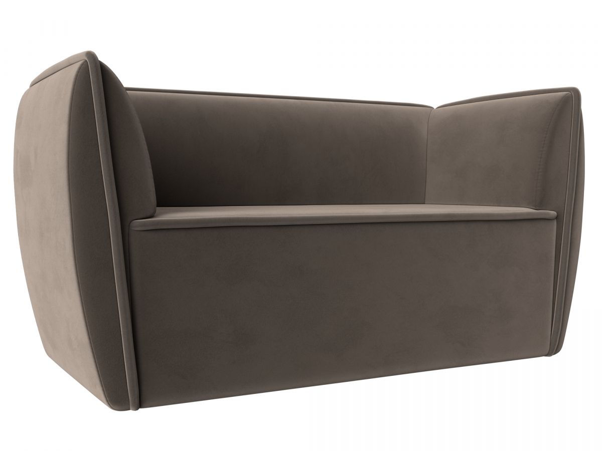 112037 Диван кухонный прямой Бергамо 2-х местный | велюр | коричневый