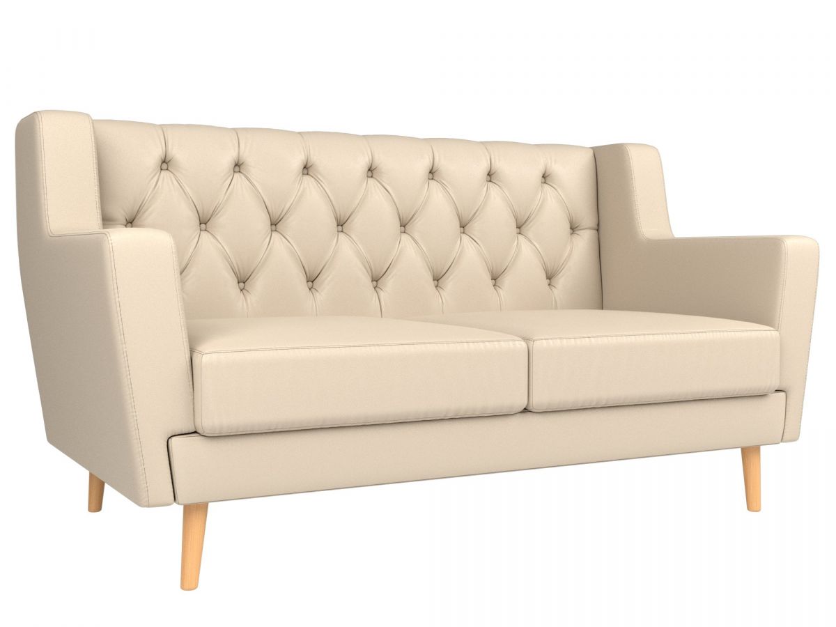 108958 Диван кухонный прямой Брайтон 2 Люкс | экокожа | бежевый