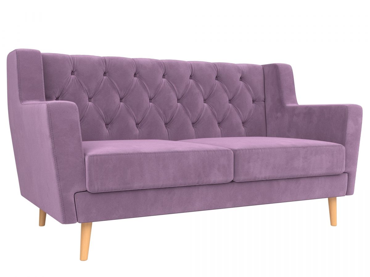 108952 Диван кухонный прямой Брайтон 2 Люкс | микровельвет | сиреневый