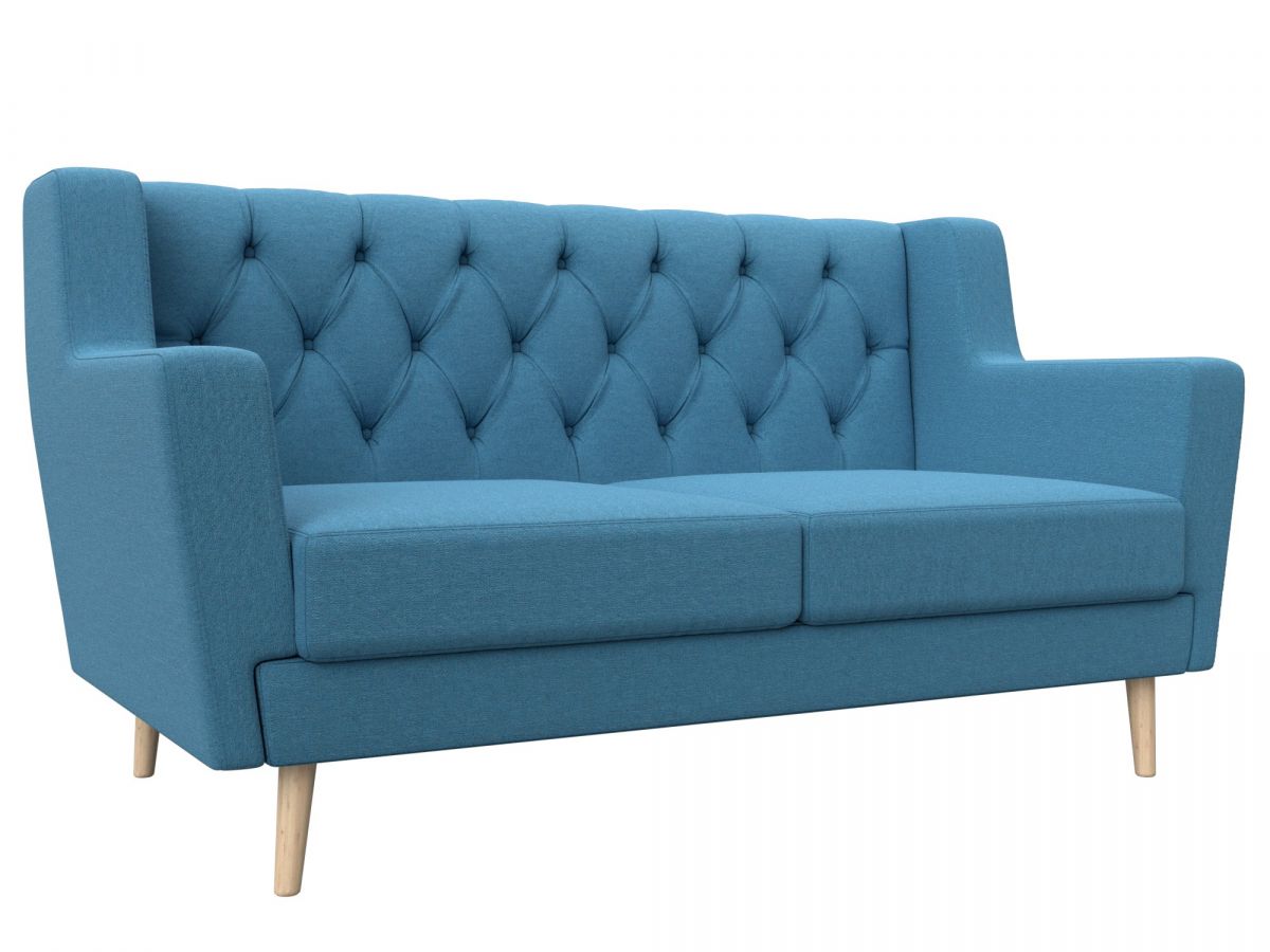 123184 Диван кухонный прямой Брайтон 2 Люкс | рогожка | амур голубой