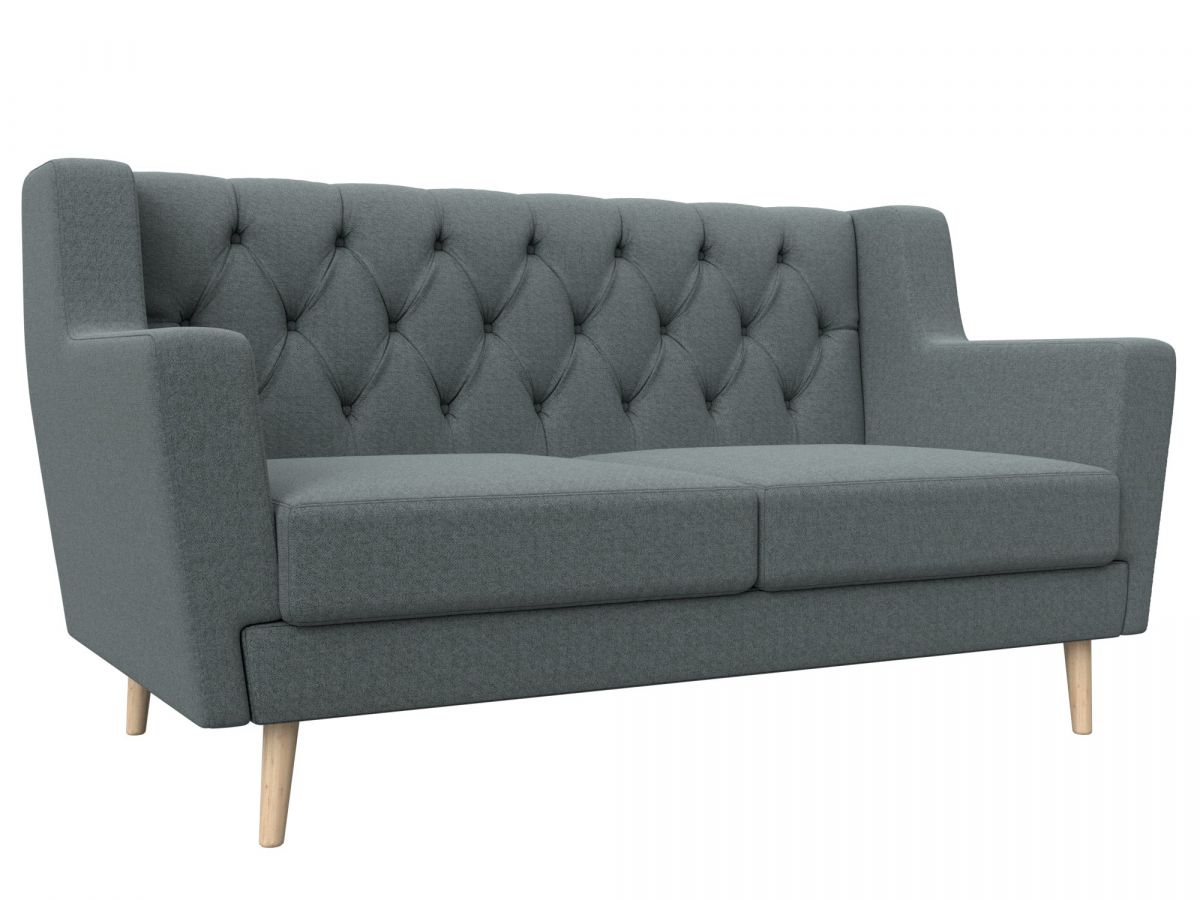 122448 Диван кухонный прямой Брайтон 2 Люкс | рогожка | амур серый