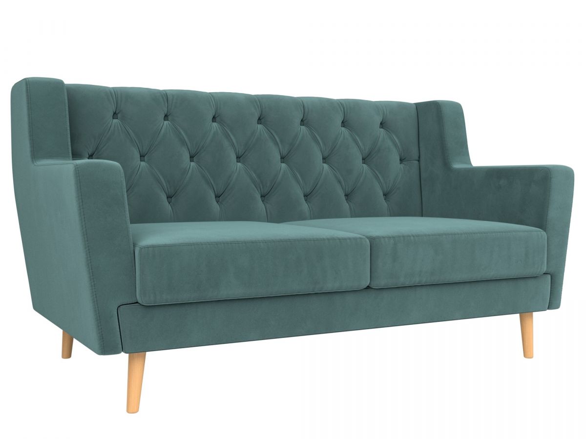 108940 Диван кухонный прямой Брайтон 2 Люкс | велюр | бирюзовый