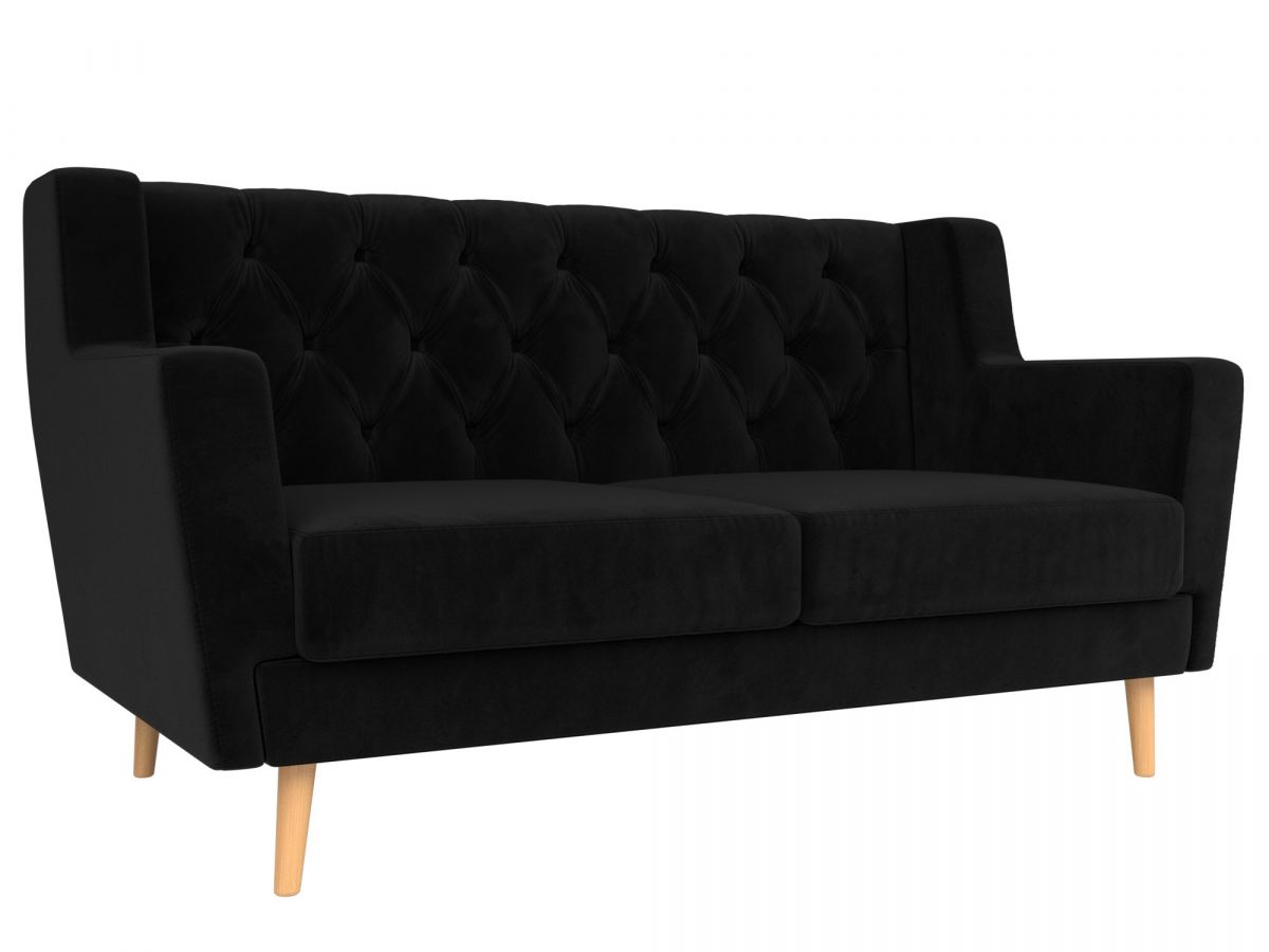 108946 Диван кухонный прямой Брайтон 2 Люкс | велюр | черный