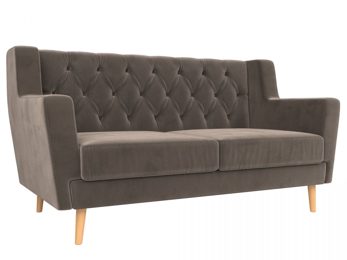 108943 Диван кухонный прямой Брайтон 2 Люкс | велюр | коричневый