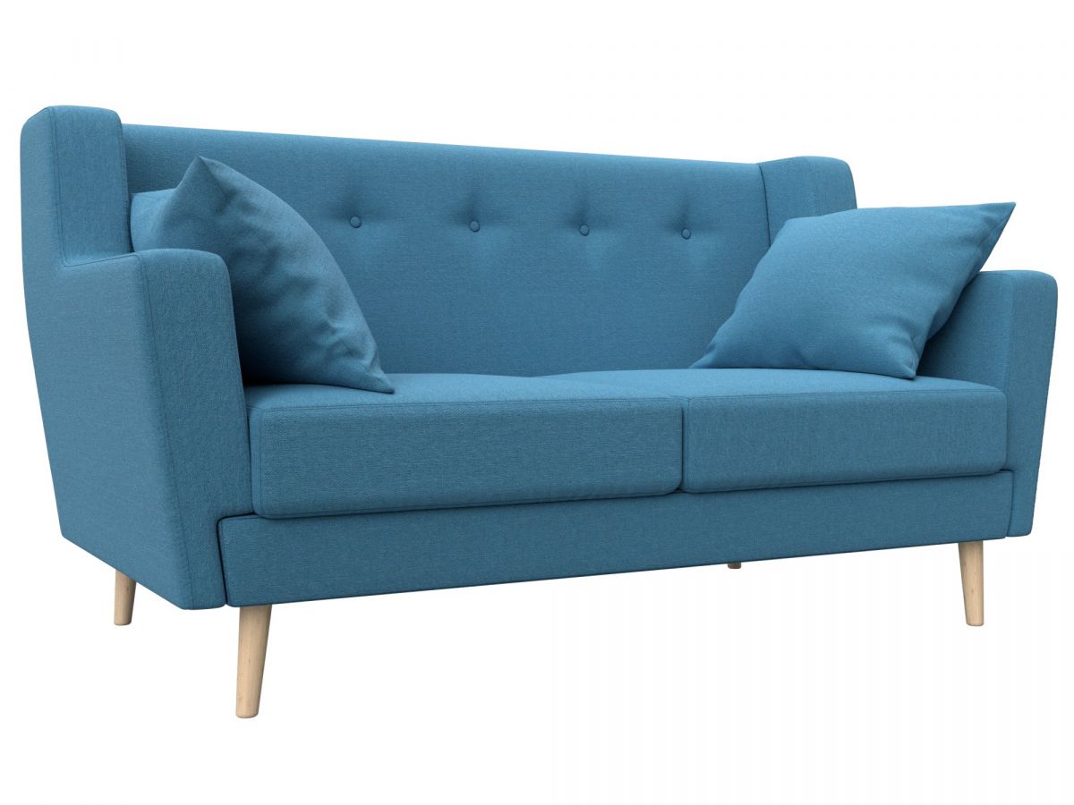 123761 Диван кухонный прямой Брайтон 2 | рогожка | амур голубой