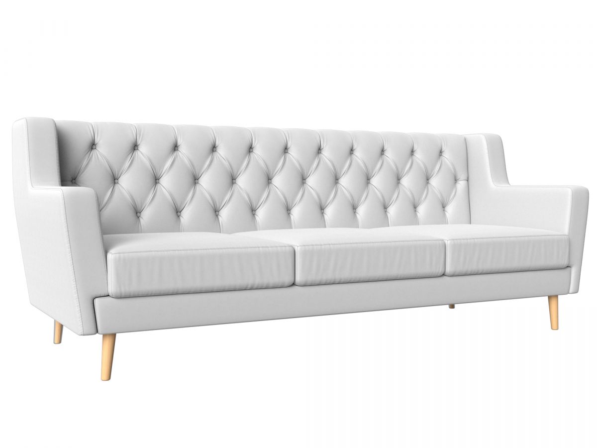 108984 Диван кухонный прямой Брайтон 3 Люкс | экокожа | белый