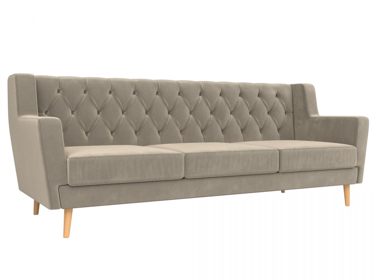 108972 Диван кухонный прямой Брайтон 3 Люкс | микровельвет | бежевый