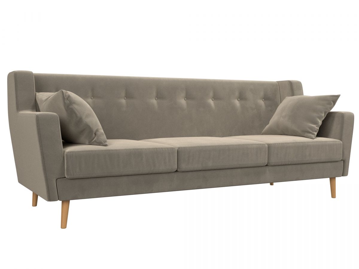 109156 Диван кухонный прямой Брайтон 3 | микровельвет | бежевый