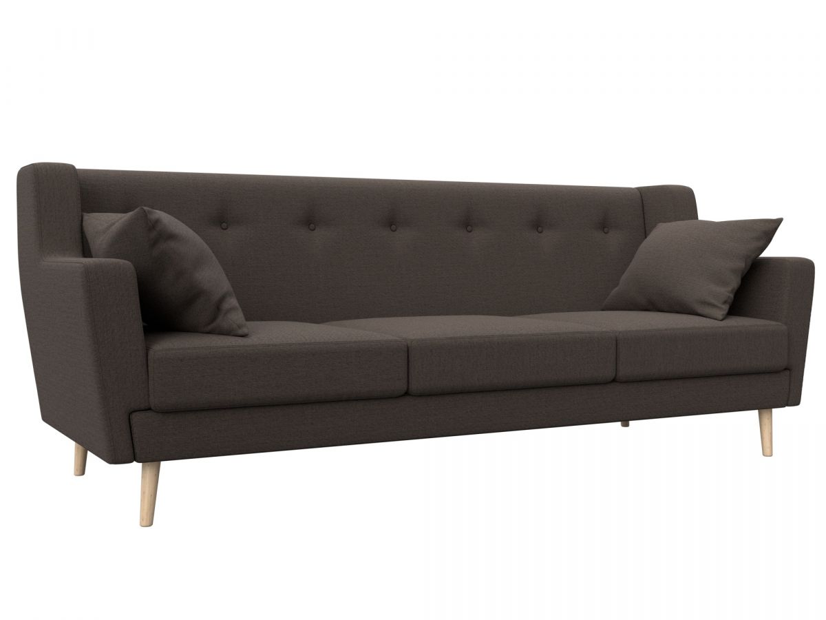 122450 Диван кухонный прямой Брайтон 3 | рогожка | амур коричневый