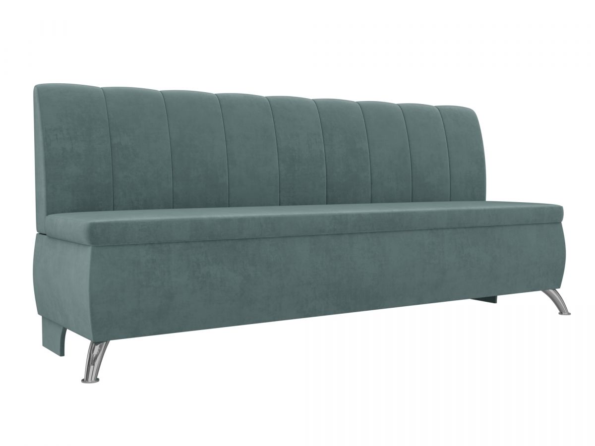 106828 Диван кухонный прямой Кантри | велюр | бирюзовый