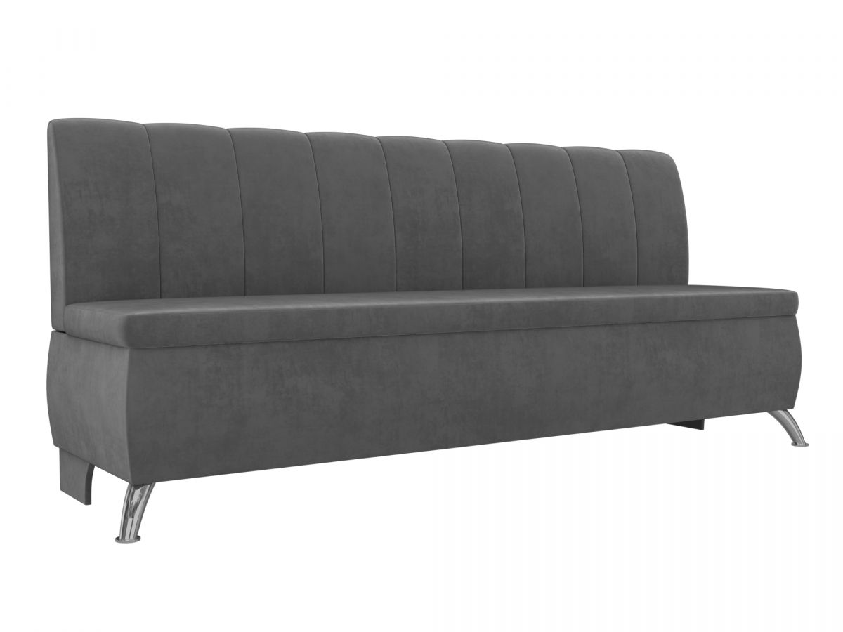106831 Диван кухонный прямой Кантри | велюр | серый