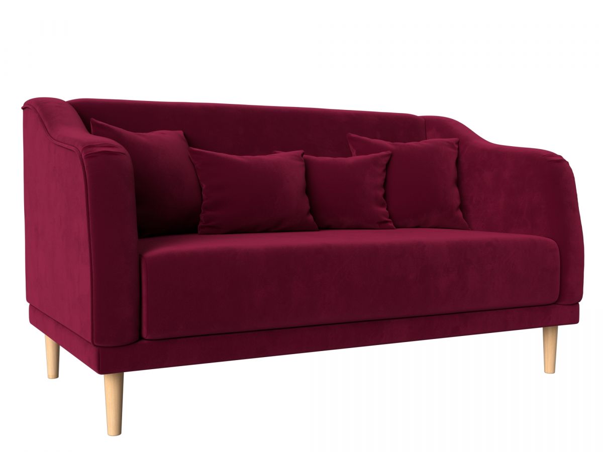 113078 Диван кухонный прямой Киото | микровельвет | бордовый