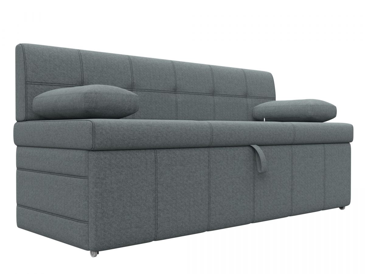 123763 Диван кухонный прямой Лео | рогожка | амур серый