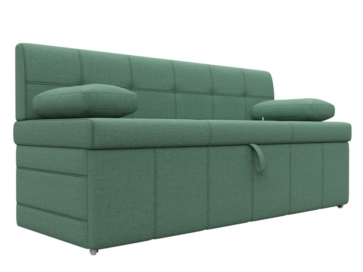 123762 Диван кухонный прямой Лео | рогожка | амур зеленый